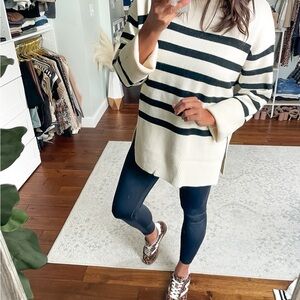 Striped Women's Sweater - Black and White